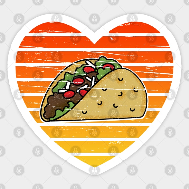 I Love Tacos Heart Retro Sticker by Sunil Belidon